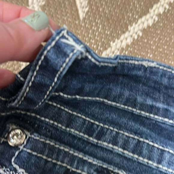 Miss Me Distressed Signature Boot Jean JM1232B Size 31 Inseam 34 Color MK 323 - Picture 9 of 17